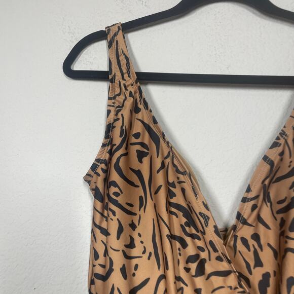 ModCloth Large Bonita One-Piece Swimsuit Brown Animal Print Tie Side Swimwear - Picture 5 of 13